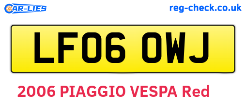 LF06OWJ are the vehicle registration plates.