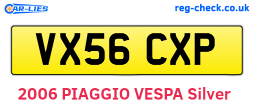 VX56CXP are the vehicle registration plates.