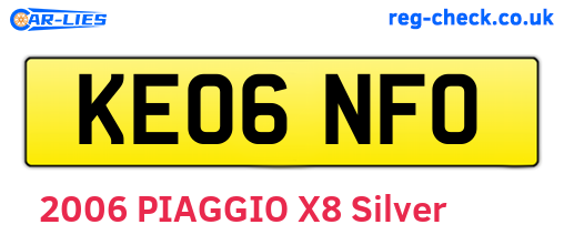 KE06NFO are the vehicle registration plates.
