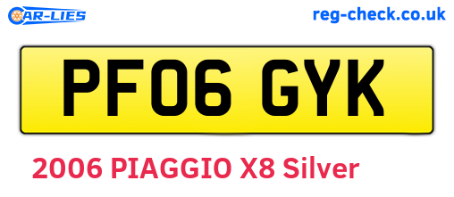 PF06GYK are the vehicle registration plates.