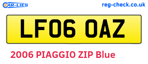 LF06OAZ are the vehicle registration plates.