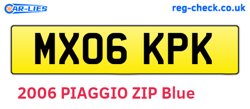 MX06KPK are the vehicle registration plates.