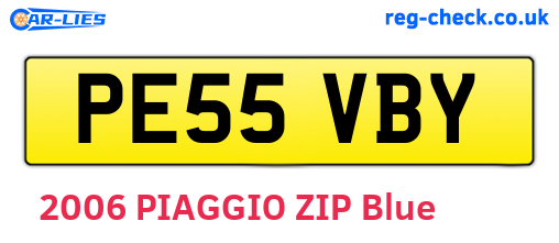 PE55VBY are the vehicle registration plates.