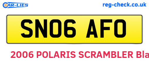 SN06AFO are the vehicle registration plates.