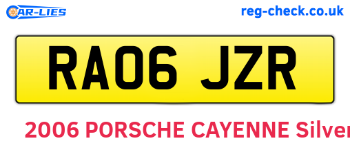 RA06JZR are the vehicle registration plates.