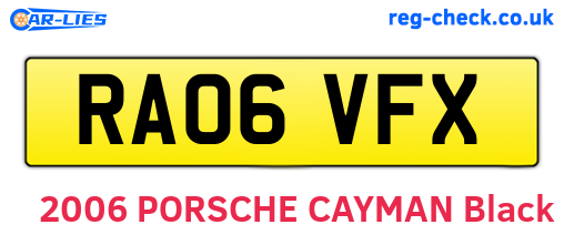 RA06VFX are the vehicle registration plates.