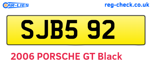 SJB592 are the vehicle registration plates.