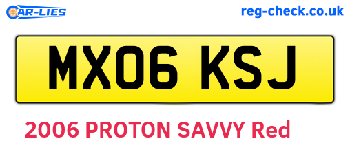 MX06KSJ are the vehicle registration plates.