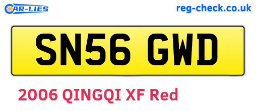 SN56GWD are the vehicle registration plates.