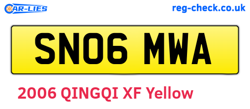 SN06MWA are the vehicle registration plates.