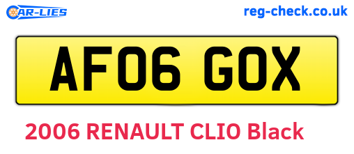 AF06GOX are the vehicle registration plates.