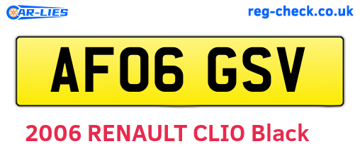AF06GSV are the vehicle registration plates.