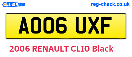 AO06UXF are the vehicle registration plates.