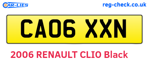 CA06XXN are the vehicle registration plates.