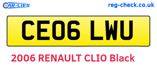 CE06LWU are the vehicle registration plates.