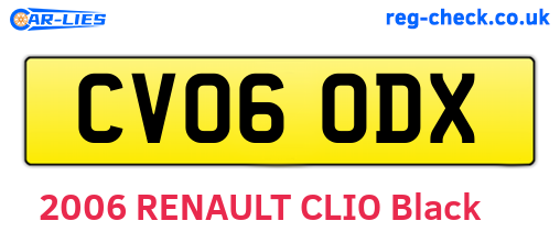 CV06ODX are the vehicle registration plates.