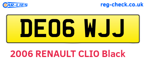 DE06WJJ are the vehicle registration plates.