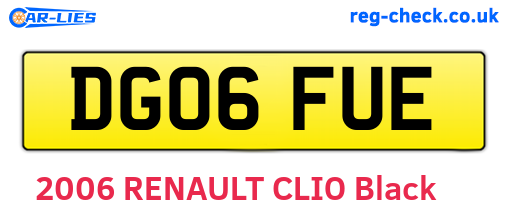 DG06FUE are the vehicle registration plates.