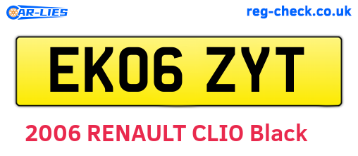 EK06ZYT are the vehicle registration plates.