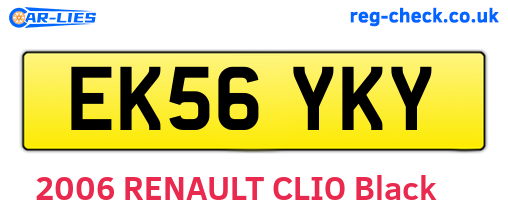 EK56YKY are the vehicle registration plates.