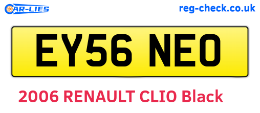 EY56NEO are the vehicle registration plates.