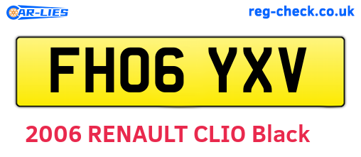 FH06YXV are the vehicle registration plates.