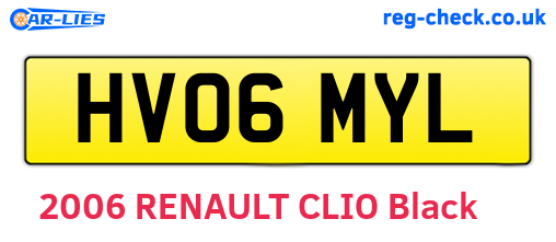 HV06MYL are the vehicle registration plates.