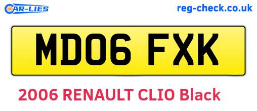MD06FXK are the vehicle registration plates.