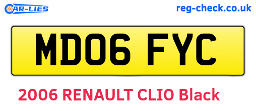MD06FYC are the vehicle registration plates.