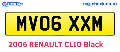 MV06XXM are the vehicle registration plates.