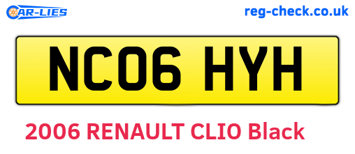 NC06HYH are the vehicle registration plates.