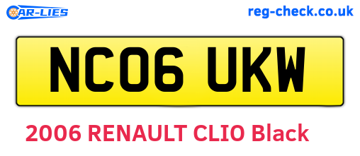 NC06UKW are the vehicle registration plates.