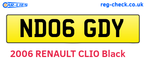 ND06GDY are the vehicle registration plates.