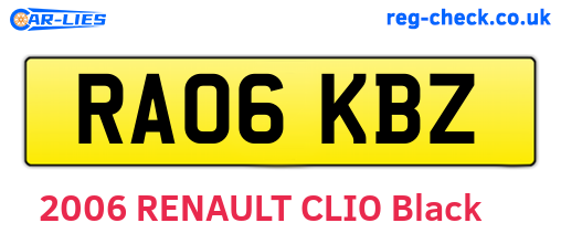 RA06KBZ are the vehicle registration plates.