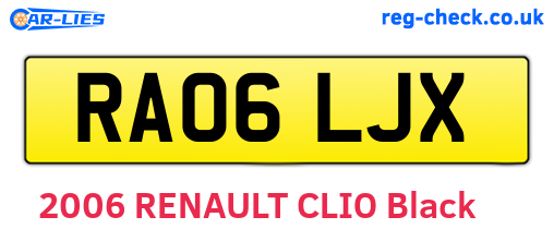 RA06LJX are the vehicle registration plates.