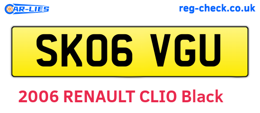 SK06VGU are the vehicle registration plates.