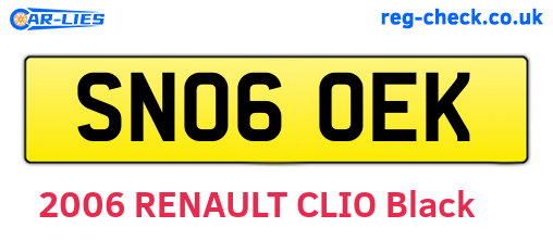 SN06OEK are the vehicle registration plates.
