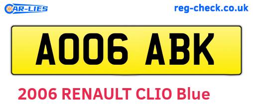 AO06ABK are the vehicle registration plates.