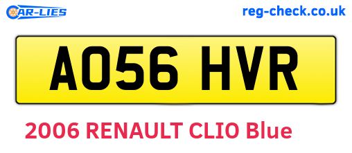 AO56HVR are the vehicle registration plates.