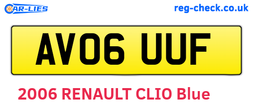 AV06UUF are the vehicle registration plates.
