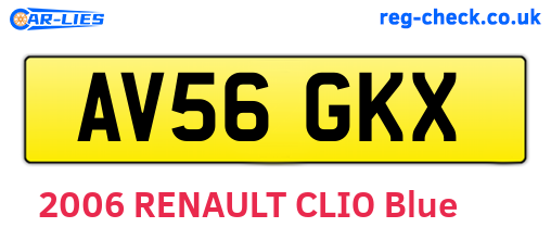 AV56GKX are the vehicle registration plates.
