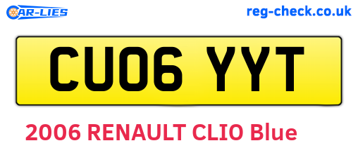 CU06YYT are the vehicle registration plates.
