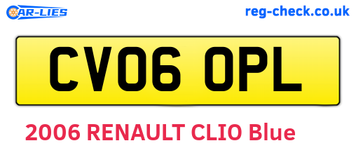 CV06OPL are the vehicle registration plates.