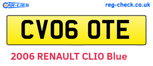 CV06OTE are the vehicle registration plates.