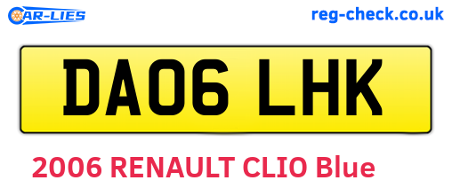 DA06LHK are the vehicle registration plates.