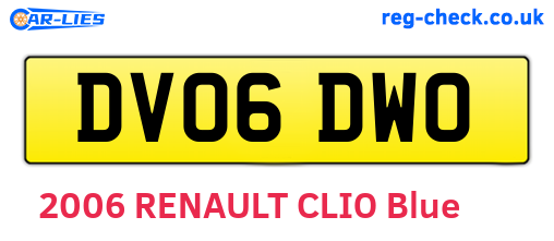 DV06DWO are the vehicle registration plates.