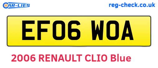 EF06WOA are the vehicle registration plates.
