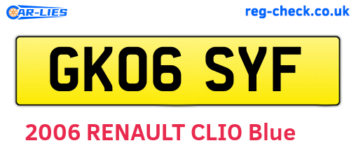 GK06SYF are the vehicle registration plates.