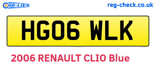 HG06WLK are the vehicle registration plates.