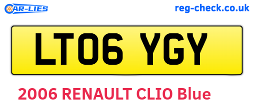 LT06YGY are the vehicle registration plates.